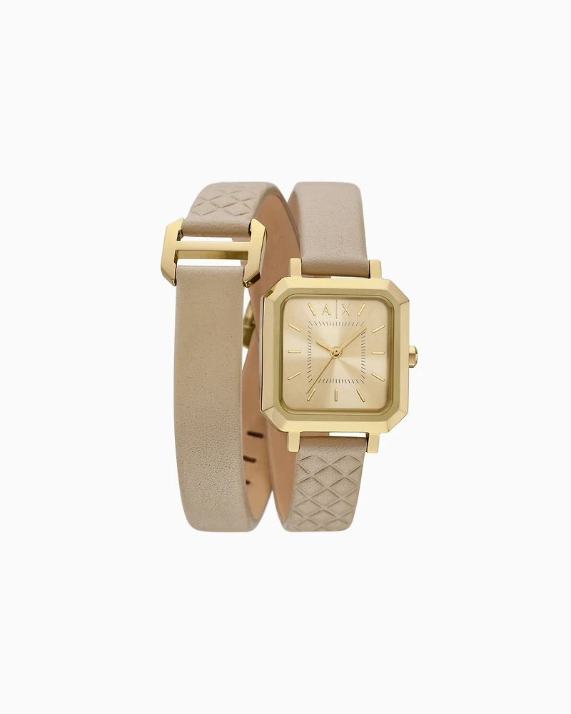Three-Hand Brown Leather Watch