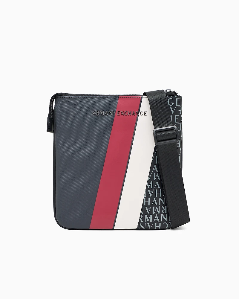 Monogram and Stripe Flat Shoulder Bag