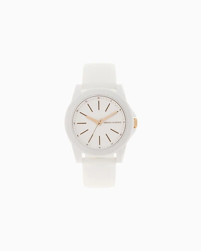 Armani Exchange - Armani Exchange Three-Hand White Silicone Watch and Luggage Tag Gift Set, Woman, Multicoloured, Size: TU