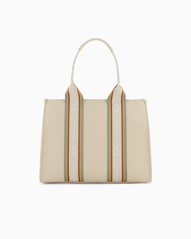 Shopper bag with contrasting bands