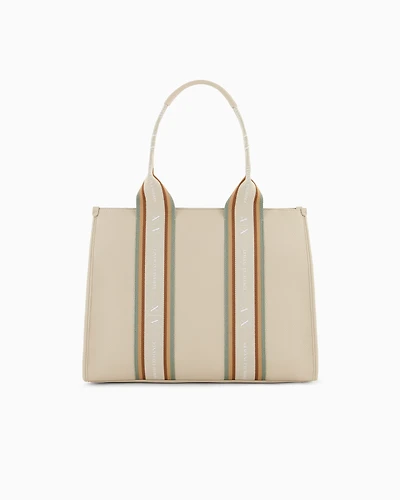 Shopper bag with contrasting bands