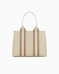 Shopper bag with contrasting bands
