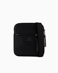 Semi-rigid flat shoulder bag with external pocket