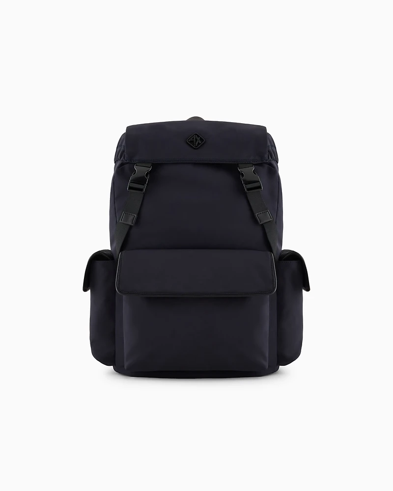 Rectangular backpack with external pockets