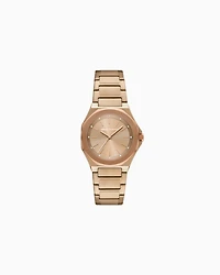 Armani Exchange Three-Hand Beige Gold-Tone Stainless Steel Watch