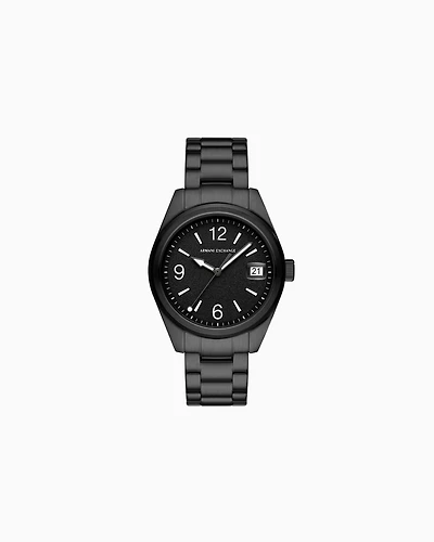 Armani Exchange Three-Hand Date Black Stainless Steel Watch
