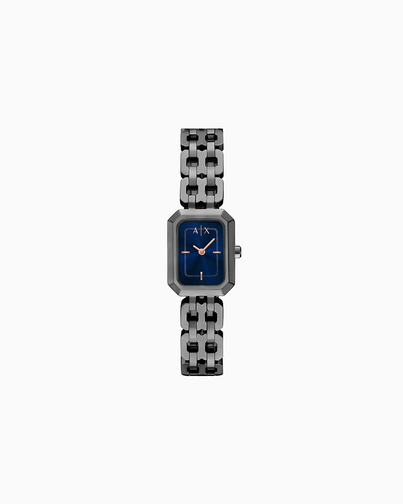 Two-Hand Gunmetal Stainless Steel Watch