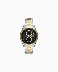 Multifunction watch in two-tone steel