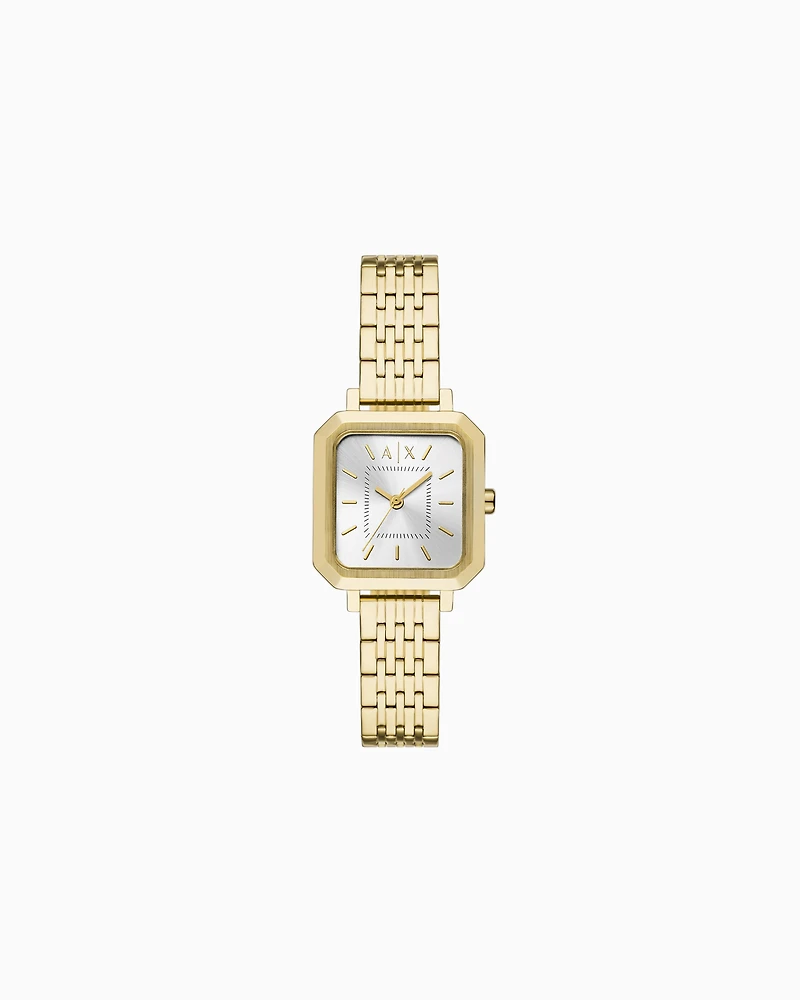 Three-Hand Gold-Tone Stainless Steel Watch