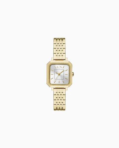 Three-Hand Gold-Tone Stainless Steel Watch
