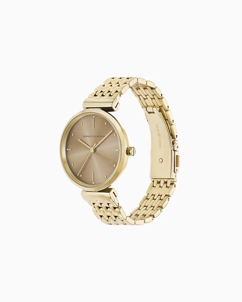 Three-Hand Gold-Tone Stainless Steel Watch
