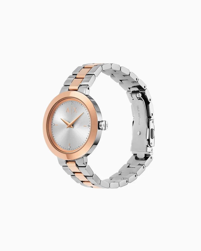  Two-Hand Two-Tone Stainless Steel Watch