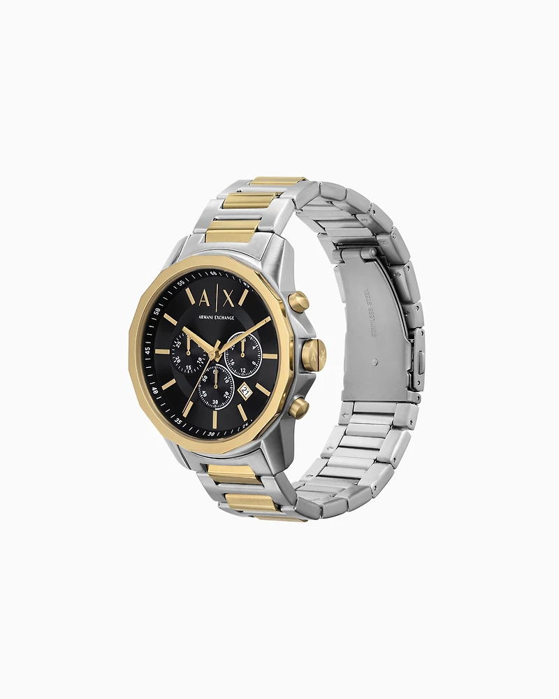 Two-Tone Stainless Steel Chronograph Watch Set with Bracelet
