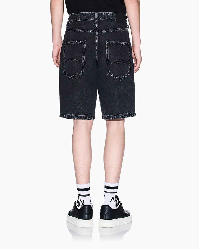 Cotton denim baggy shorts