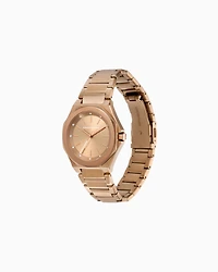 Armani Exchange Three-Hand Beige Gold-Tone Stainless Steel Watch