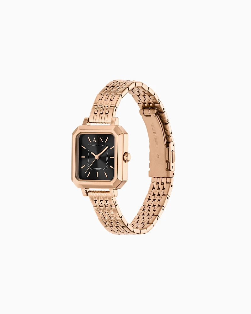  Three-Hand Rose Gold-Tone Stainless Steel Watch