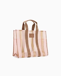 Transparent striped fabric shopper bag