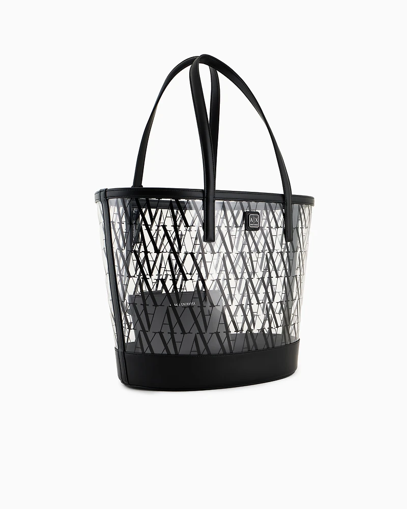 Transparent shopper bag with allover logo