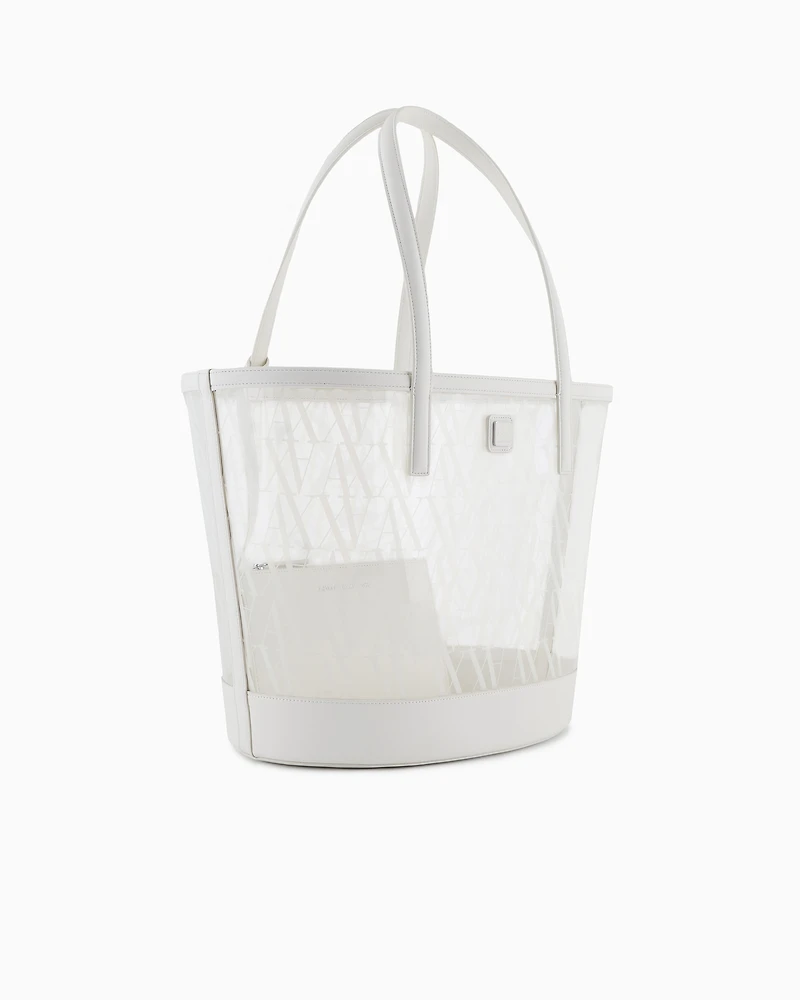 Transparent shopper bag with allover logo