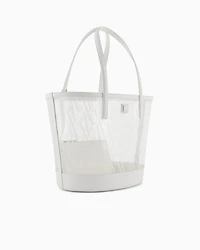 Transparent shopper bag with allover logo