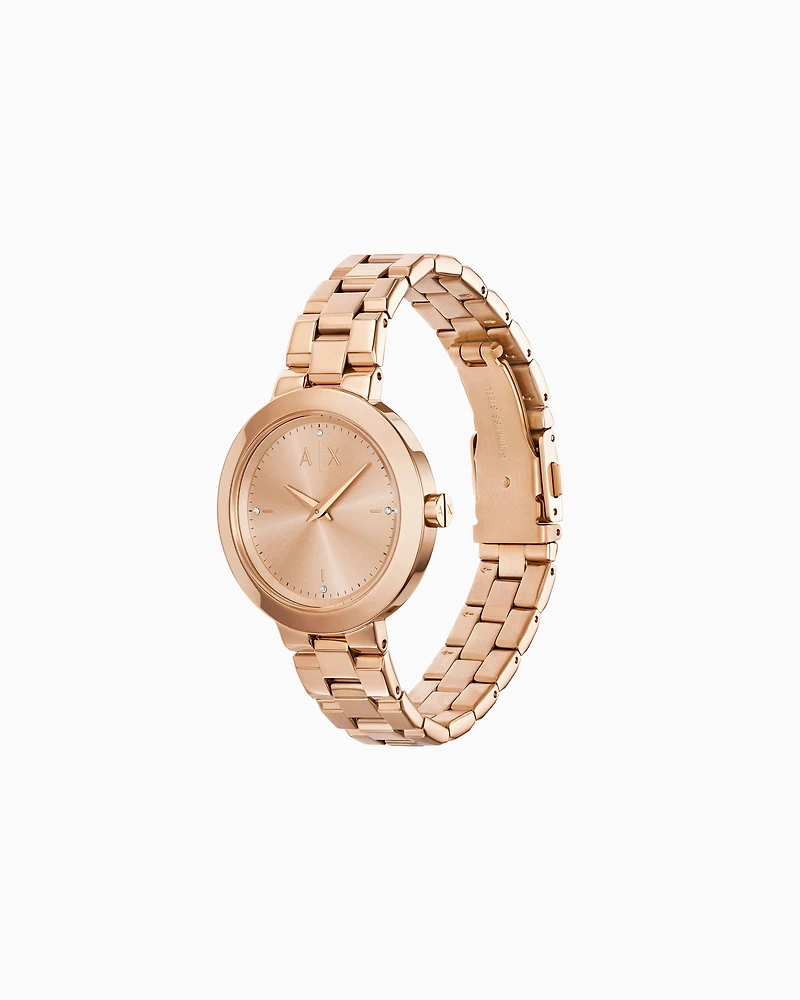 Two-Hand Rose Gold-Tone Stainless Steel Watch