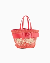 Straw shopper bag with logo band