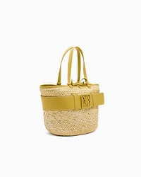 Straw shopper bag with logo band