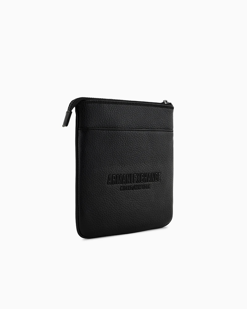 Flat shoulder bag with logo