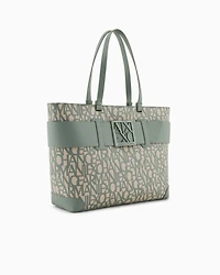 Shopper bag with allover contrasting logo