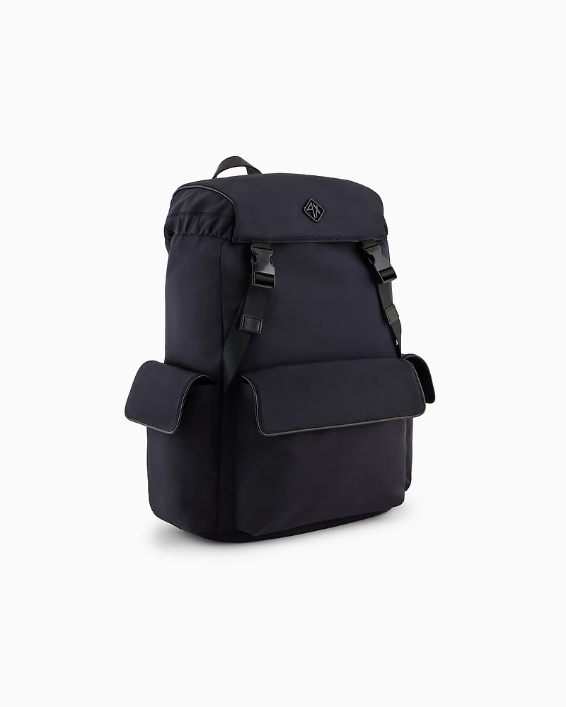 Rectangular backpack with external pockets