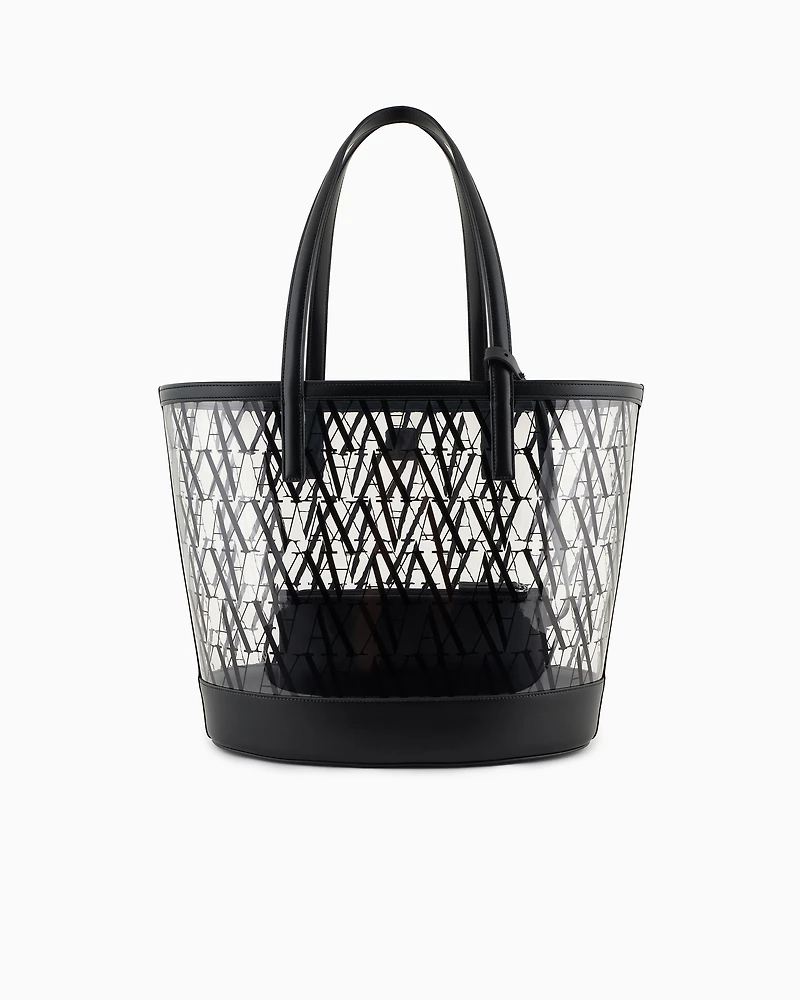 Transparent shopper bag with allover logo