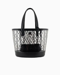 Transparent shopper bag with allover logo