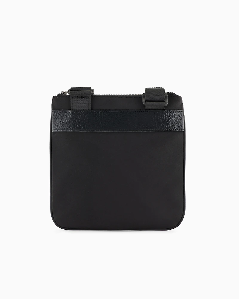 Flat shoulder bag with logo