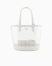 Transparent shopper bag with allover logo