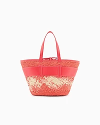 Straw shopper bag with logo band