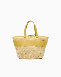 Straw shopper bag with logo band
