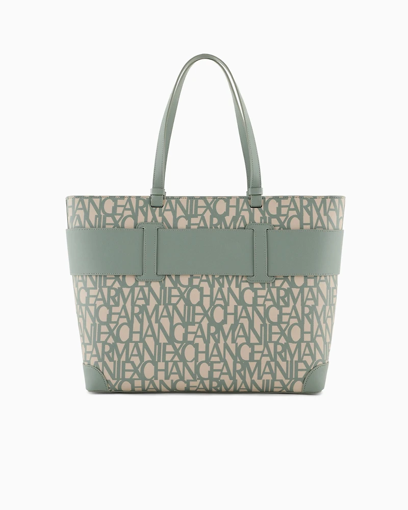 Shopper bag with allover contrasting logo