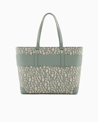 Shopper bag with allover contrasting logo