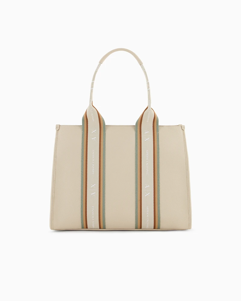 Shopper bag with contrasting bands