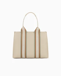 Shopper bag with contrasting bands