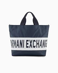 Duffel bag with maxi-logo and shoulder strap