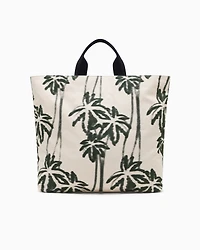 Palm-patterned cotton shopper bag