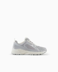 Armani Exchange - Chunky sneakers with a mix of materials, Man, Silver, Size: