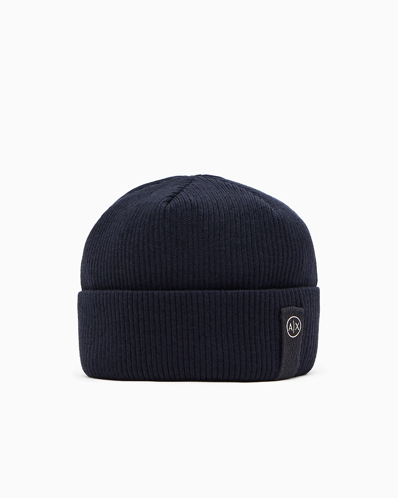 Wool and cotton blend beanie hat