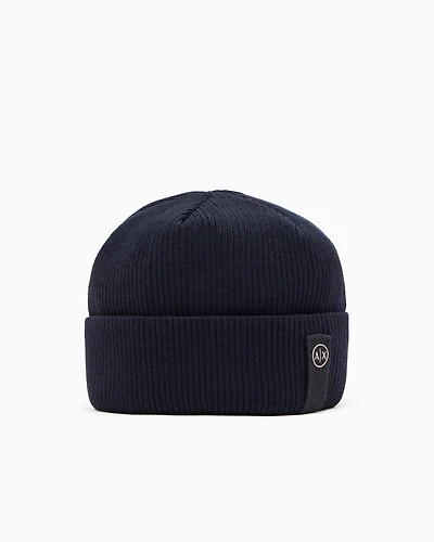 Wool and cotton blend beanie hat