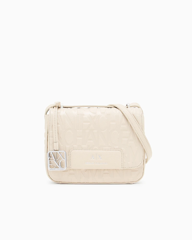 Armani Exchange - Allover logo shoulder bag, Woman, Beige, Size: TU