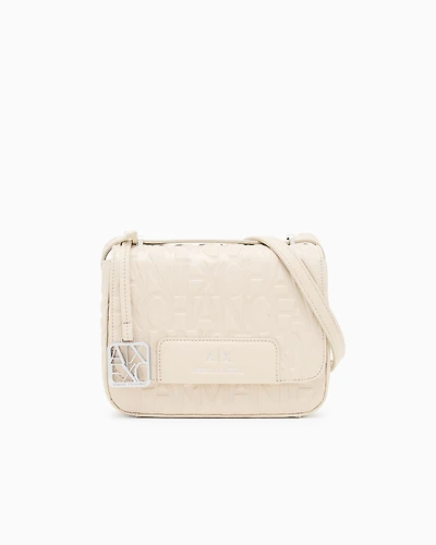 Armani Exchange - Allover logo shoulder bag, Woman, Beige, Size: TU