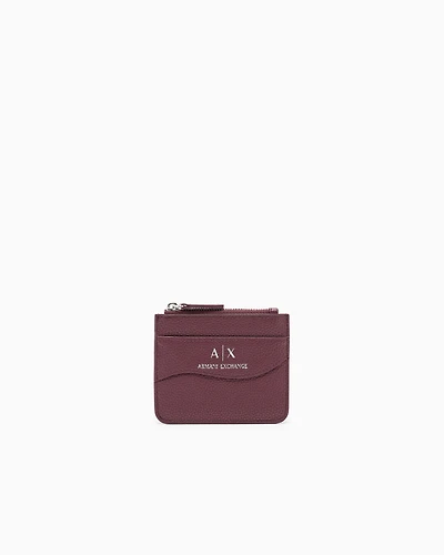 Armani Exchange - Card holder with zipped pocket, Woman, Burgundy, Size: TU
