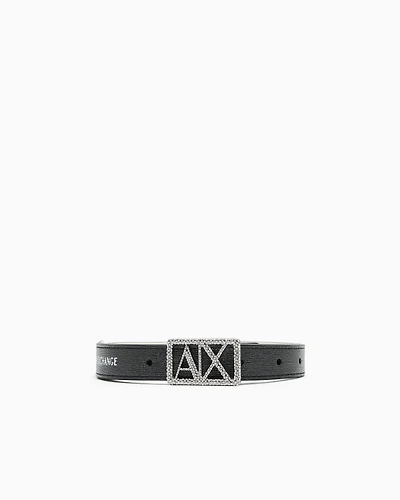 Reversible belt with rhinestones