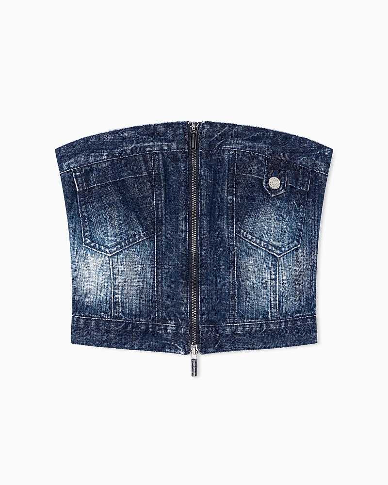 Indigo denim zip top